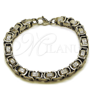 Pulsera Elegante 03.115.0019.09 Acero Inoxidable, Diseño de Llave Griega y Box, Pulido, Tono Plateado (Thickness, 9 Inches Length)