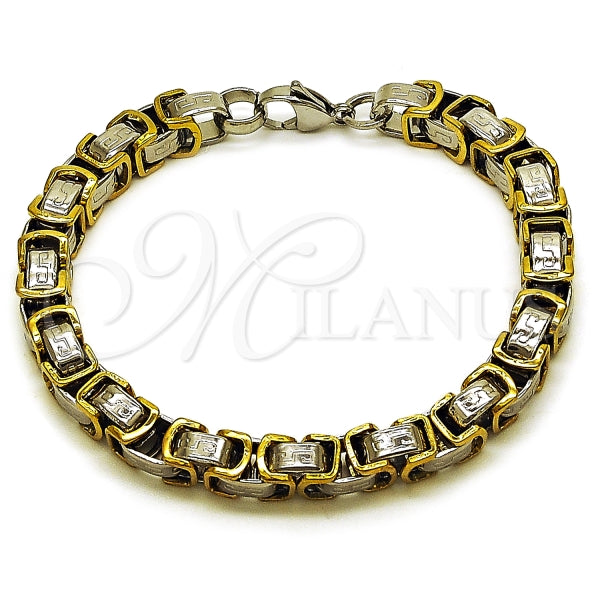 Pulsera Elegante 03.115.0019.1.09 Acero Inoxidable, Diseño de Llave Griega y Box, Diseño de Llave Griega, Pulido, Dos Tonos