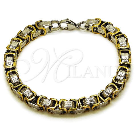 Pulsera Elegante 03.115.0019.1.09 Acero Inoxidable, Diseño de Llave Griega y Box, Diseño de Llave Griega, Pulido, Dos Tonos