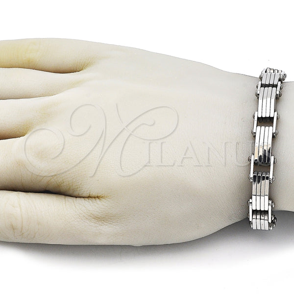 Pulsera Solida 03.115.0021.09 Acero Inoxidable, Pulido, Tono Plateado (Thickness, 9 Inches Length)