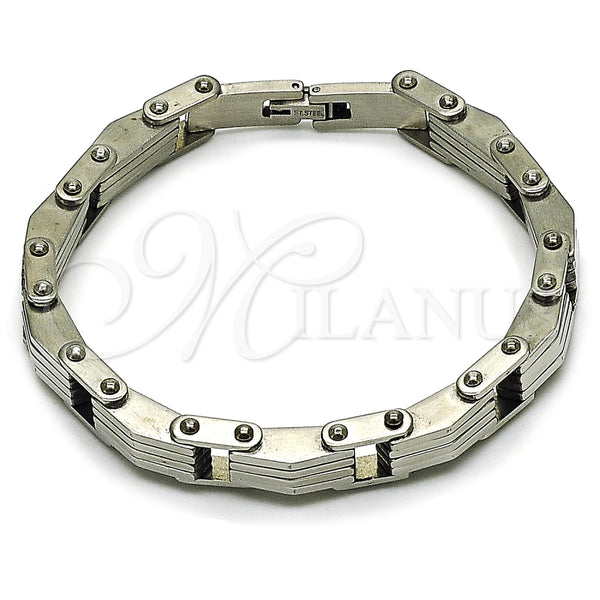 Pulsera Solida 03.115.0021.09 Acero Inoxidable, Pulido, Tono Plateado (Thickness, 9 Inches Length)