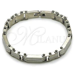 Pulsera Solida 03.115.0022.09 Acero Inoxidable, Pulido, Tono Plateado (12 MM Thickness, 9 Inches Length)