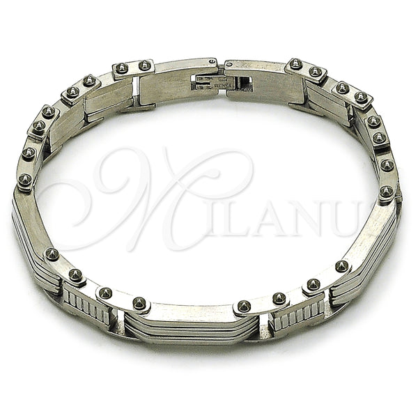 Pulsera Solida 03.115.0022.09 Acero Inoxidable, Pulido, Tono Plateado (12 MM Thickness, 9 Inches Length)