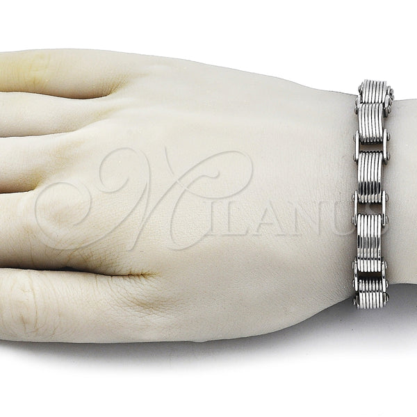 Pulsera Solida 03.115.0023.09 Acero Inoxidable, Pulido, Tono Plateado (Thickness, 9 Inches Length)