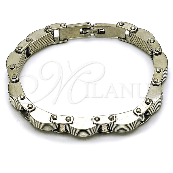 Pulsera Solida 03.115.0023.09 Acero Inoxidable, Pulido, Tono Plateado (Thickness, 9 Inches Length)