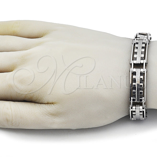 Pulsera Solida 03.115.0024.09 Acero Inoxidable, Pulido, Tono Plateado (14 MM Thickness, 9 Inches Length)