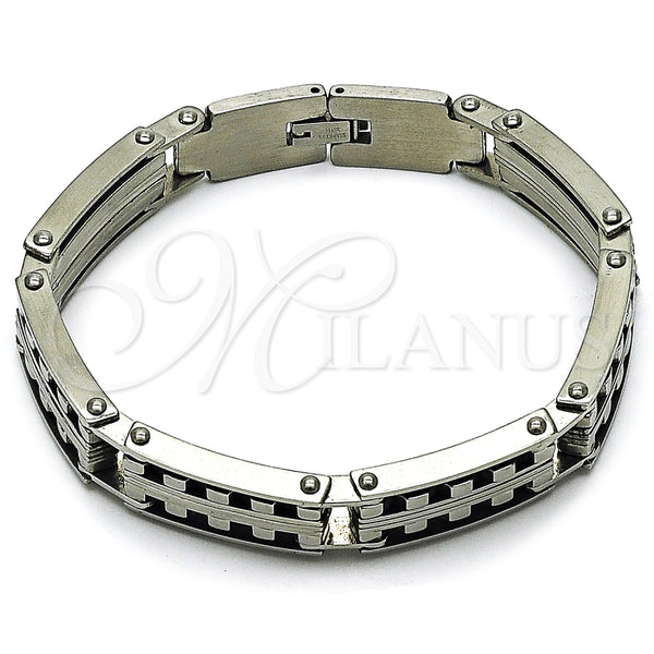 Pulsera Solida 03.115.0024.09 Acero Inoxidable, Pulido, Tono Plateado (14 MM Thickness, 9 Inches Length)