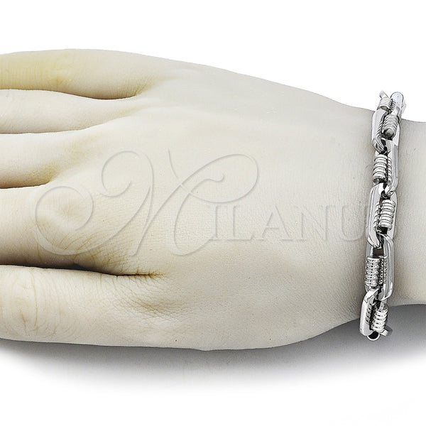 Pulsera Solida 03.363.0001.09 Acero Inoxidable, Pulido, Tono Plateado (Thickness, 9 Inches Length)