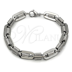 Pulsera Solida 03.363.0001.09 Acero Inoxidable, Pulido, Tono Plateado (Thickness, 9 Inches Length)