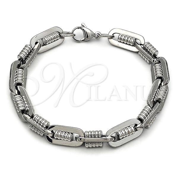 Pulsera Solida 03.363.0001.09 Acero Inoxidable, Pulido, Tono Plateado (Thickness, 9 Inches Length)