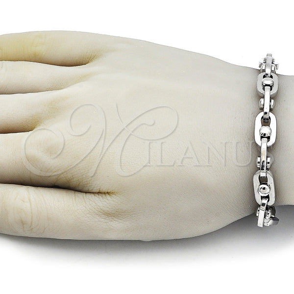 Pulsera Elegante 03.363.0002.09 Acero Inoxidable, Pulido, Tono Plateado (Thickness, 9 Inches Length)