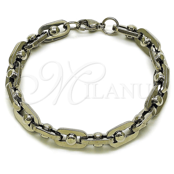 Pulsera Elegante 03.363.0002.09 Acero Inoxidable, Pulido, Tono Plateado (Thickness, 9 Inches Length)