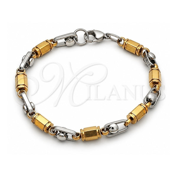 Pulsera Elegante 03.363.0005.09 Acero Inoxidable, Pulido, Dos Tonos (Grosor 06 MM, 9 Pulgadas de Largo)