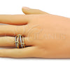 Anillo Multi Piedra 01.443.0003.09 Oro Laminado, Diseño de Baguette, con Blanca Zirconia Cubica, Pulido, Dos Tonos (Size 9)