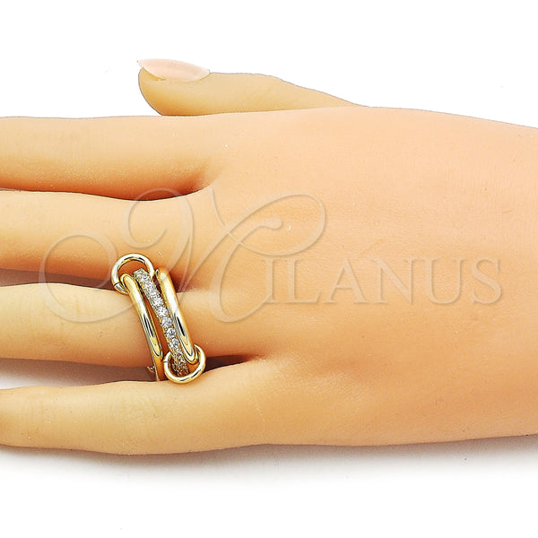 Anillo Multi Piedra 01.443.0006.06 Oro Laminado, con Blanca Zirconia Cubica, Pulido, Tono Dorado (Size 6)