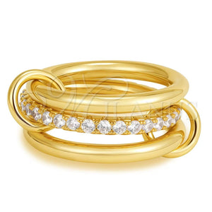 Anillo Multi Piedra 01.443.0006.08 Oro Laminado, con Blanca Zirconia Cubica, Pulido, Tono Dorado (Size 8)