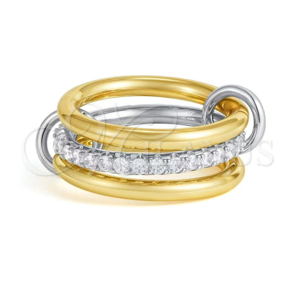 Anillo Multi Piedra 01.443.0006.1.07 Oro Laminado, con Blanca Zirconia Cubica, Pulido, Dos Tonos (Size 7)
