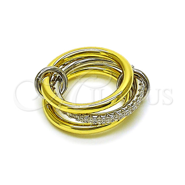 Anillo Multi Piedra 01.443.0006.1.08 Oro Laminado, con Blanca Zirconia Cubica, Pulido, Dos Tonos (Size 8)