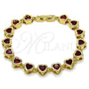 Pulsera Tennis 03.266.0063.07 Oro Laminado, Diseño de Corazón, con Granate Zirconia Cubica, Pulido, Tono Dorado (08 MM Thickness, 7 Inches Length)