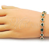 Pulsera Tennis 03.266.0063.1.07 Oro Laminado, Diseño de Corazón, con Verde Zirconia Cubica, Pulido, Tono Dorado (08 MM Thickness, 7 Inches Length)