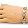 Pulsera Tennis 03.266.0065.08 Oro Laminado, Diseño de Corazon, con Zirconia Cubica Blanca, Pulido, Dorado