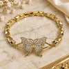 Pulsera Elegante 03.266.0068.08 Oro Laminado, Diseño de Mariposa, con Zirconia Cubica Blanca, Pulido, Tono Dorado (Grosor 06.3 MM, 8 Pulgadas de Largo)