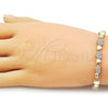 Pulsera Elegante 03.266.0070.08 Oro Laminado, Diseño de Corazón, con Zirconia Cubica Blanca, Pulido, Tono Dorado (Grosor 07.1 MM, 8 Pulgadas de Largo)