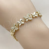 Pulsera Elegante 03.266.0072.08 Oro Laminado, Diseño de Mariposa, con Blanca Zirconia Cubica, Pulido, Tono Dorado (09 MM Thickness, 8 Inches Length)