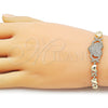 Pulsera Elegante 03.266.0073.07 Oro Laminado, Diseño de Corazón y Besos y Abrazos, con Blanca Zirconia Cubica, Pulido, Tono Dorado (Thickness, 7 Inches Length)