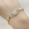 Pulsera Elegante 03.266.0073.07 Oro Laminado, Diseño de Corazón y Besos y Abrazos, con Blanca Zirconia Cubica, Pulido, Tono Dorado (Thickness, 7 Inches Length)