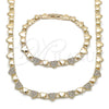 Collar y Pulsera 06.266.0005.18 Oro Laminado, Diseño de Corazón, con Blanca Micro Pave, Pulido, Tono Dorado