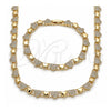 Collar y Pulsera 06.266.0006.18 Oro Laminado, Diseño de Corazón, con Micro Pave Blanca, Pulido, Tono Dorado