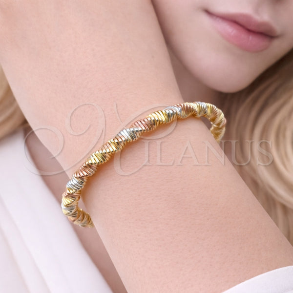 Aro Individual 07.331.0007 Oro Laminado, Diseño de Hueco, Diamantado, Tres Tonos (Thickness, One size fits all)