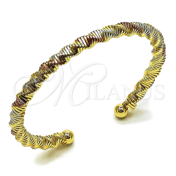Aro Individual 07.331.0007 Oro Laminado, Diseño de Hueco, Diamantado, Tres Tonos (Thickness, One size fits all)