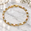 Pulsera Elegante 03.213.0432.08 Oro Laminado, Diseño de Mariner, Diamantado, Tres Tonos (Grosor 04 MM, 8 Pulgadas de Largo)