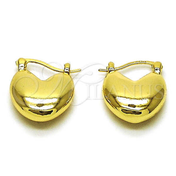 Argolla Pequeña 02.213.0918.16 Oro Laminado, Diseño de Corazón, Pulido, Tono Dorado