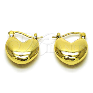 Argolla Pequeña 02.213.0918.16 Oro Laminado, Diseño de Corazón, Pulido, Tono Dorado