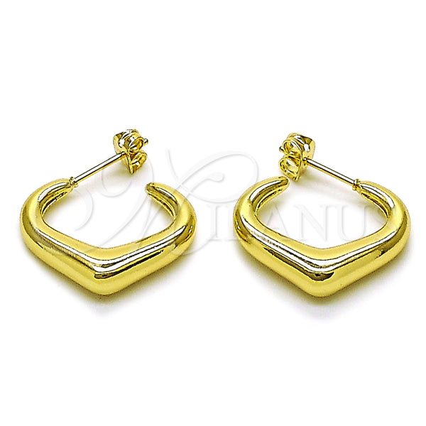 Argolla Pequeña 02.213.0919.25 Oro Laminado, Diseño de Corazón, Pulido, Tono Dorado