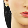 Arete Dormilona 02.213.0921 Oro Laminado, Diseño de Corazón, Diamantado, Tono Dorado