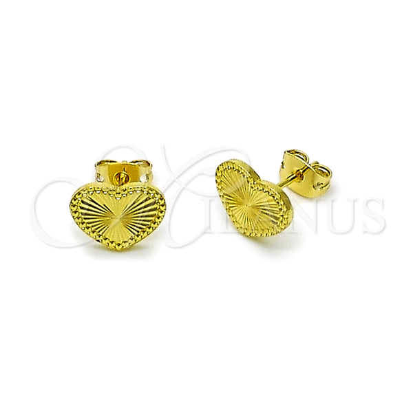 Arete Dormilona 02.213.0921 Oro Laminado, Diseño de Corazón, Diamantado, Tono Dorado