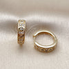 Argolla Huggie 02.195.0374.18 Oro Laminado, Diseño de Corazón, con Blanca Zirconia Cubica, Pulido, Tono Dorado