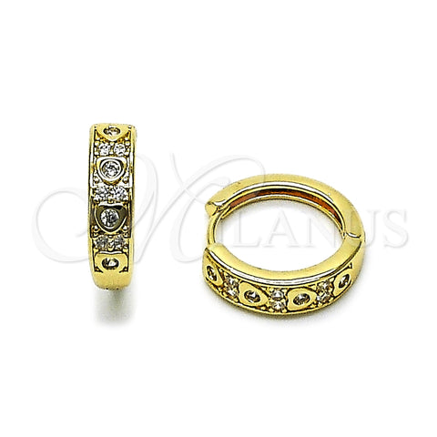 Argolla Huggie 02.195.0374.18 Oro Laminado, Diseño de Corazón, con Blanca Zirconia Cubica, Pulido, Tono Dorado