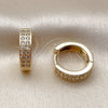 Argolla Huggie 02.195.0375.15 Oro Laminado, con Blanca Micro Pave, Pulido, Tono Dorado