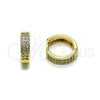 Argolla Huggie 02.195.0375.15 Oro Laminado, con Blanca Micro Pave, Pulido, Tono Dorado