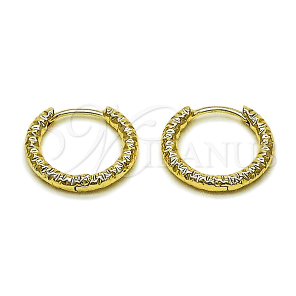 Argolla Huggie 02.195.0377.18 Oro Laminado, Diamantado, Tono Dorado