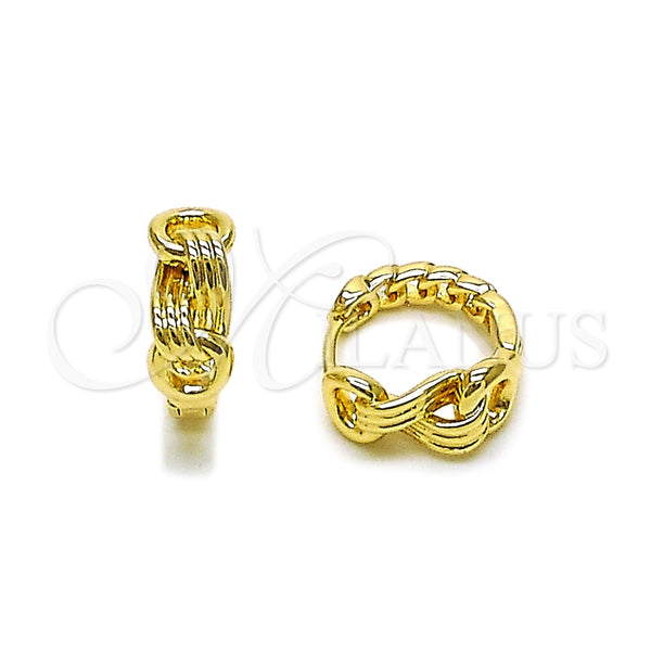 Argolla Huggie 02.195.0378.16 Oro Laminado, Diseño de Miami Cubana, Pulido, Tono Dorado