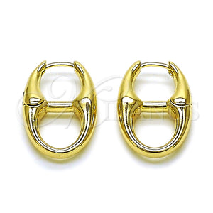 Argolla Huggie 02.195.0379.16 Oro Laminado, Diseño de Puff Mariner, Pulido, Tono Dorado
