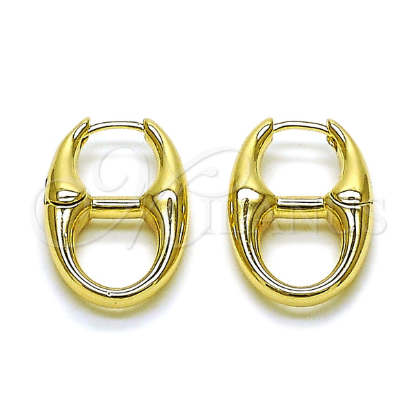 Argolla Huggie 02.195.0379.16 Oro Laminado, Diseño de Puff Mariner, Pulido, Tono Dorado