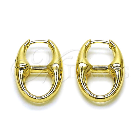 Argolla Huggie 02.195.0379.16 Oro Laminado, Diseño de Puff Mariner, Pulido, Tono Dorado