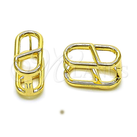 Argolla Huggie 02.195.0383.12 Oro Laminado, Diseño de Puff Mariner, Pulido, Tono Dorado